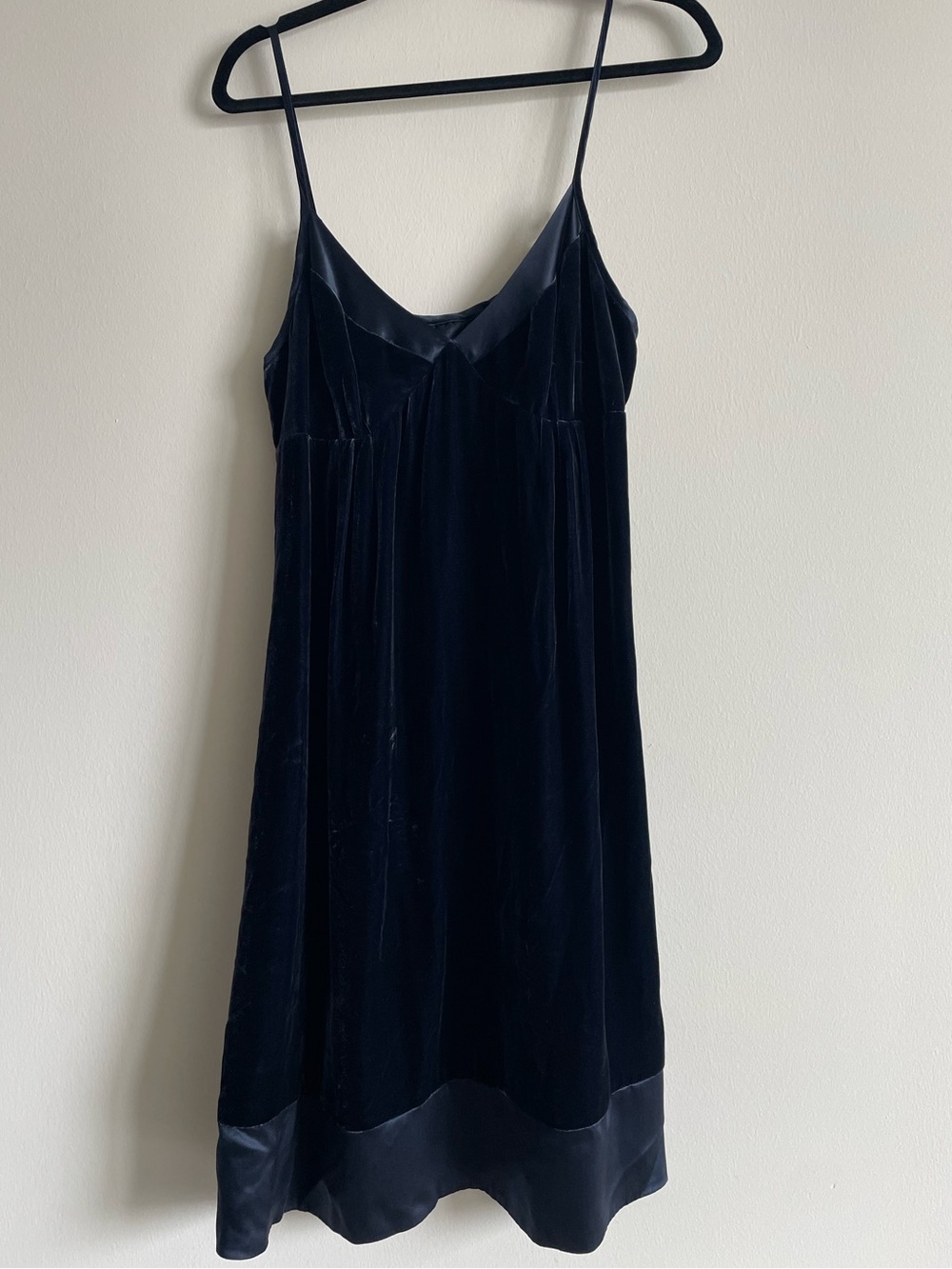 GAP Y2K Babydoll Slip Dress Navy Blue Whimsigoth Silk Velvet